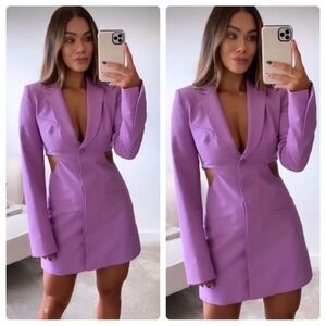 Zara EUC Side Cut Pink Lilac Blazer Dress Size XS Bloggers Favourite